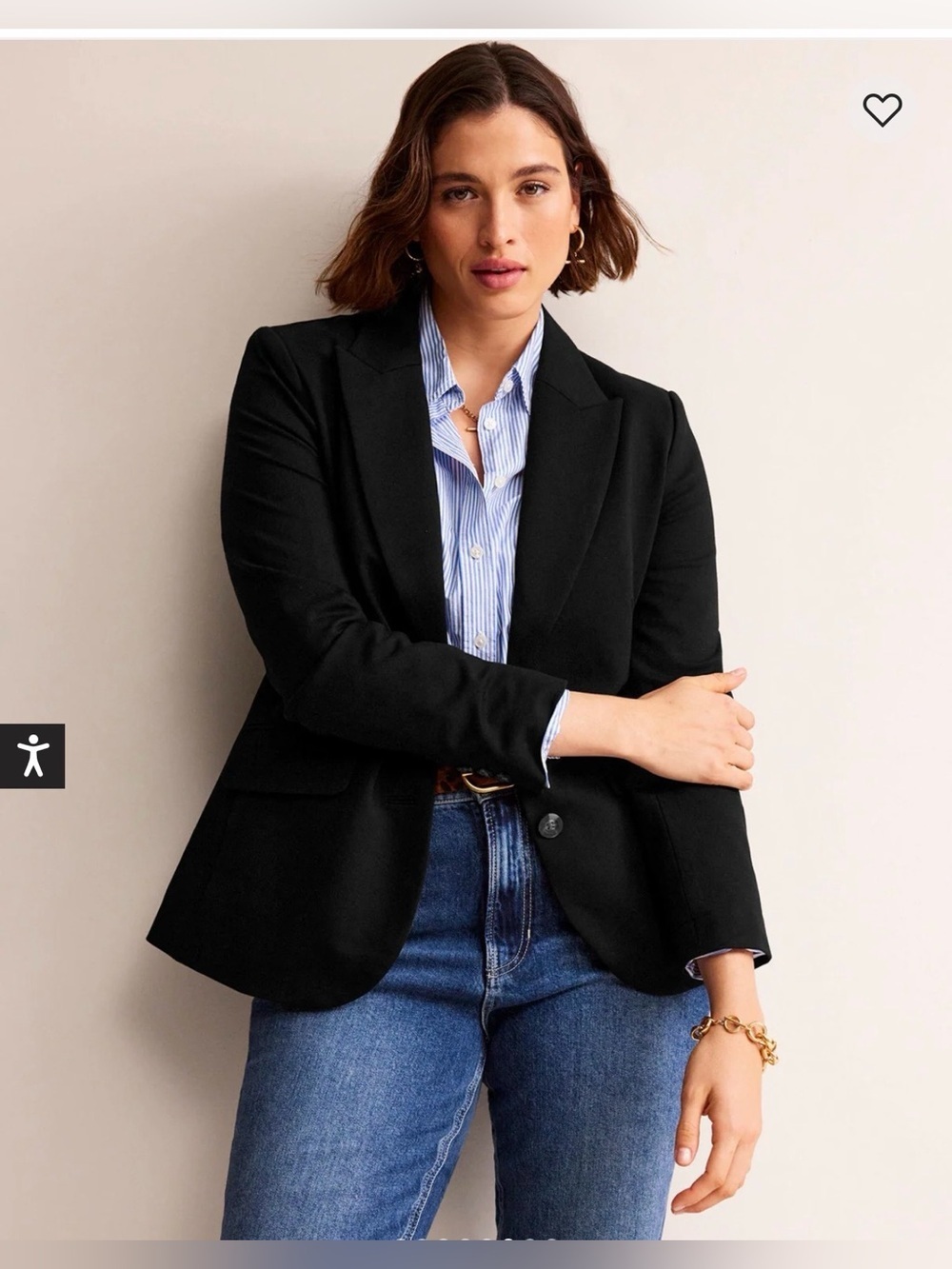 Boden Marylebone Ponte Black Fitted Long Sleeve Blazer Size 4
